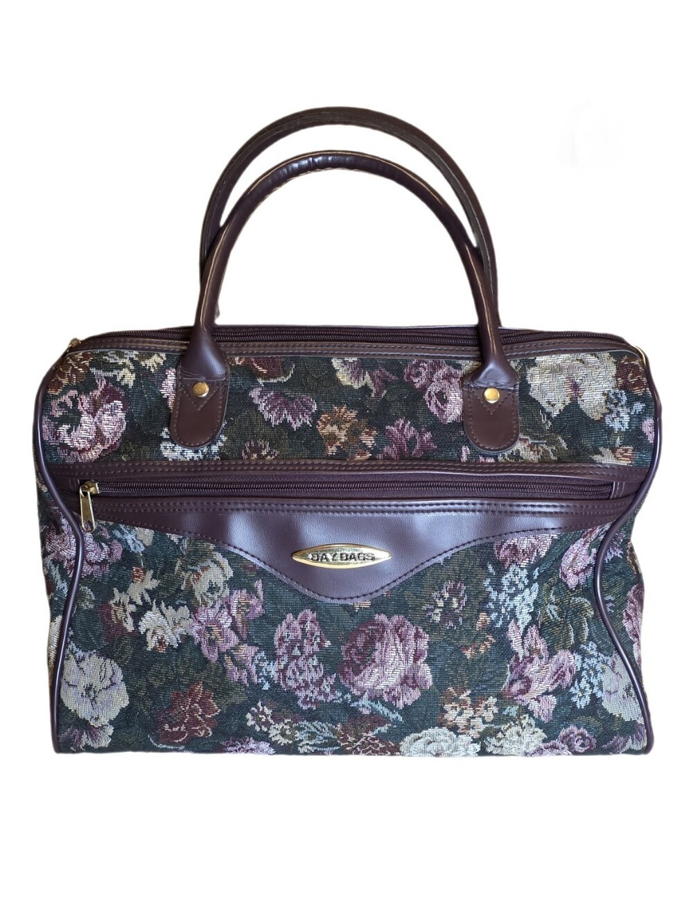 Floral Pattern Brown Satchel Bag - Women's Travel Tote